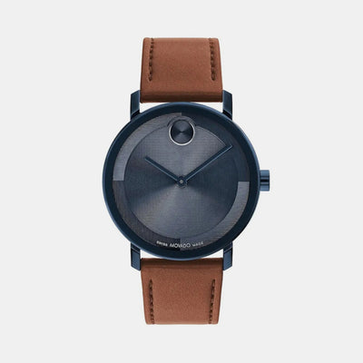 Bold Men Quartz Blue Dial Analog Leather Watch 3601093