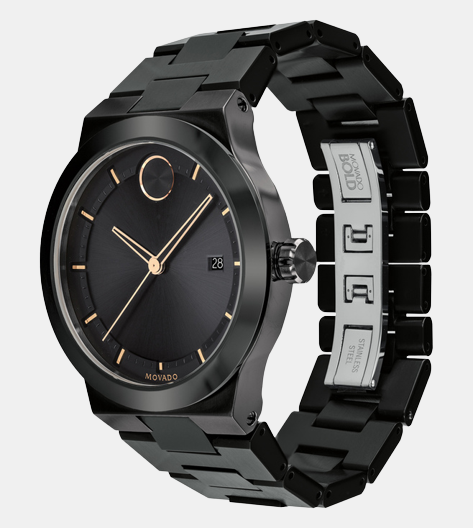 Bold Men Quartz Black Dial Analog Stainless Steel Watch 3600662
