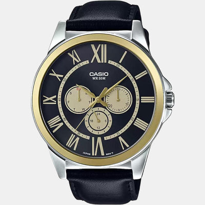 Enticer Men Quartz Black Dial Chronograph Leather Watch A1526