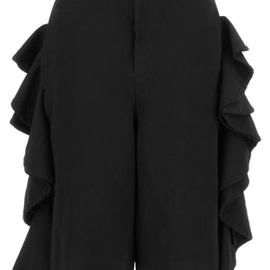 Comme Des Garcons Black Sculptural Ruffle Bermuda Shorts