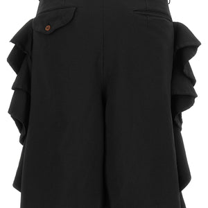 Comme Des Garcons Black Sculptural Ruffle Bermuda Shorts
