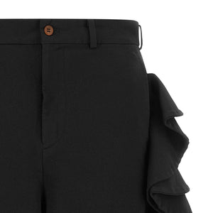 Comme Des Garcons Black Sculptural Ruffle Bermuda Shorts