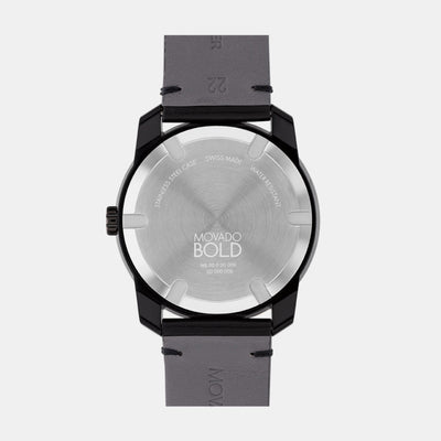 Bold Men Quartz Black Dial Analog Leather Watch 3601130