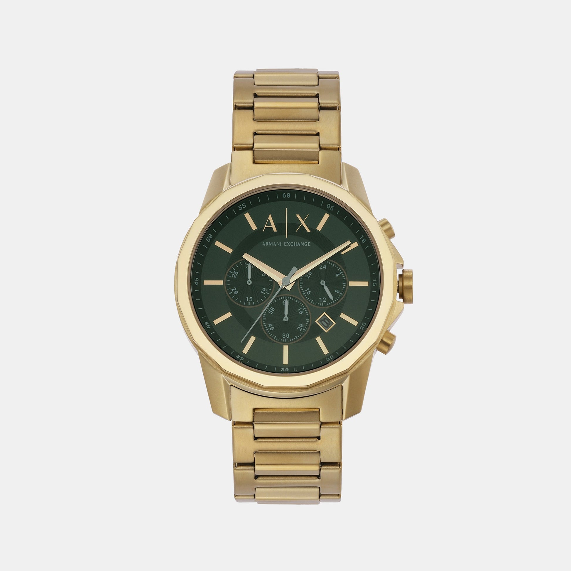 Banks Men Quartz Green Dial Chronograph Stainless Steel Watch AX1746