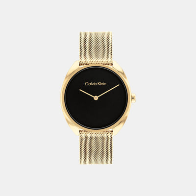 Ck Adorn Women Quartz Black Dial Analog Mesh Watch 25200271