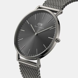 Classic Men Quartz Grey Dial Analog Stainless Steel Watch DW00100630K