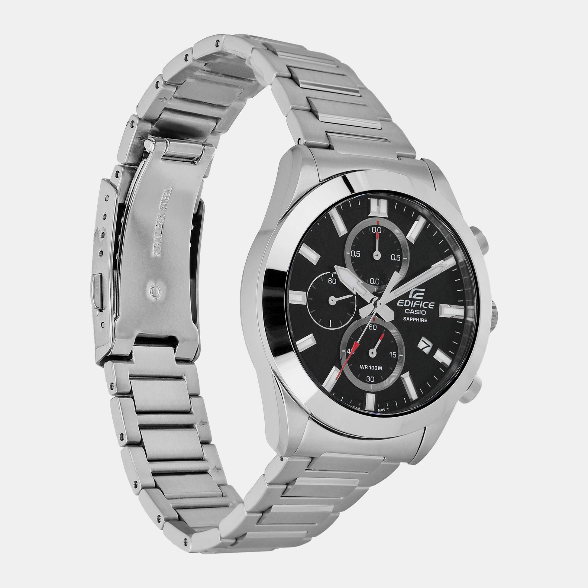 Edifice Men Quartz Black Dial Chronograph Stainless Steel Watch ED580