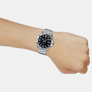 Enticer Men Quartz Black Dial Analog Stainless Steel Watch A1361