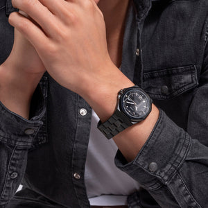 Emperor Men Quartz Black Dial Analog Stainless Steel Watch GW0573G3
