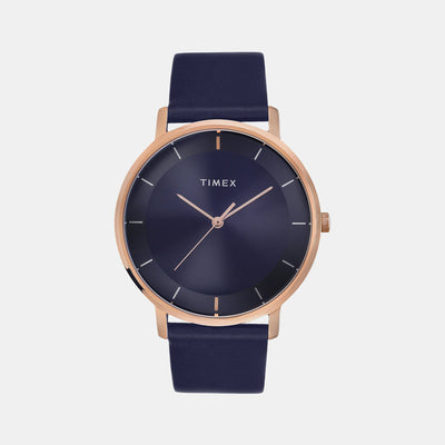 Classics Men Quartz Blue Dial Analog Leather Watch TW0TG8015