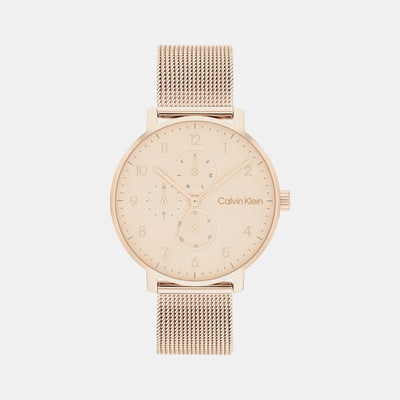 Ck Stun Unisex Quartz Gold Dial Analog Mesh Watch 25200402