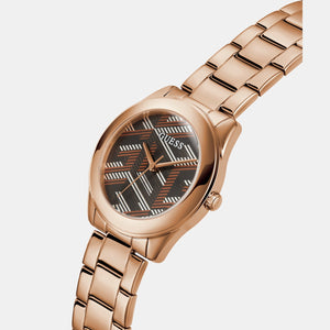Cubed Women Quartz Brown Dial Analog Stainless Steel Watch GW0607L3