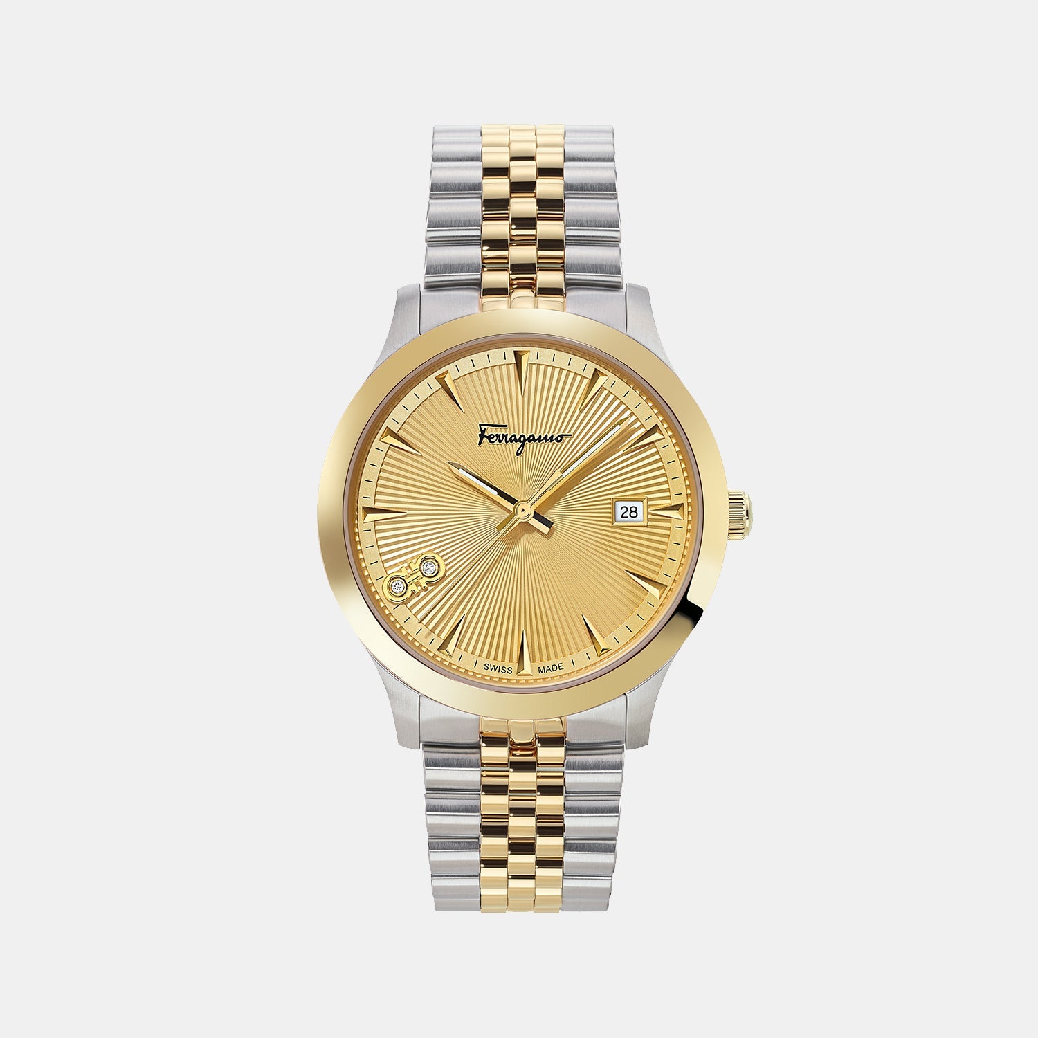 Ferragamo Duo Men Quartz Champagne Dial Analog Stainless Steel Watch SFCV00319