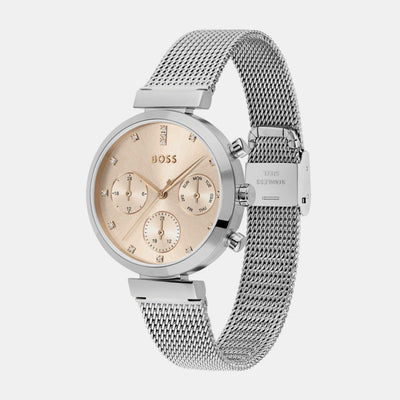 Flawless Women Quartz Rose Gold Dial Chronograph Mesh Watch 1502625