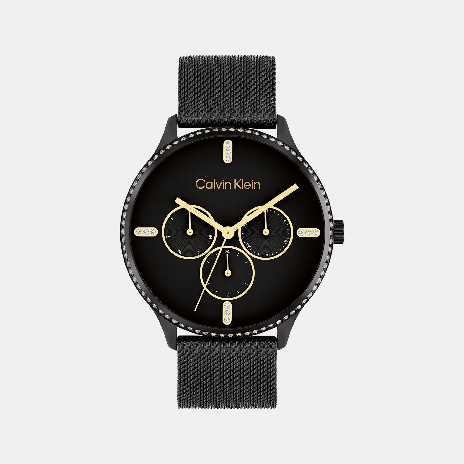 Ck Dress Women Quartz Black Dial Multi-Function Mesh Watch 25200369