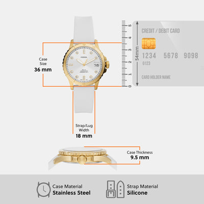 Fb-01 Women Quartz Silver Dial Analog Silicone Watch ES5286