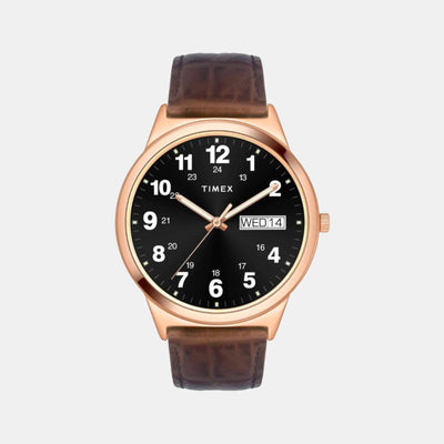 Classics Men Quartz Black Dial Analog Leather Watch TWTG10002