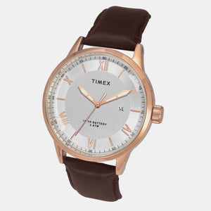 E Class Men Quartz Silver Dial Chronograph Leather Watch TWEG19917