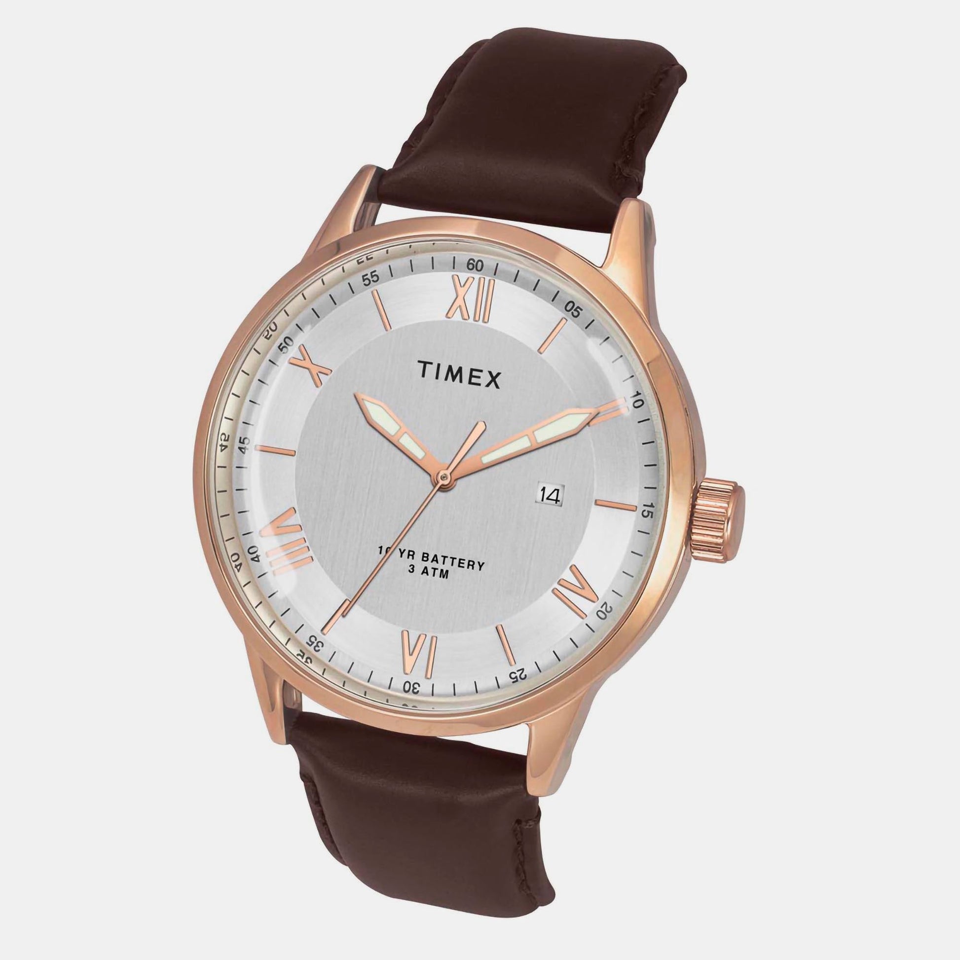 E Class Men Quartz Silver Dial Chronograph Leather Watch TWEG19917