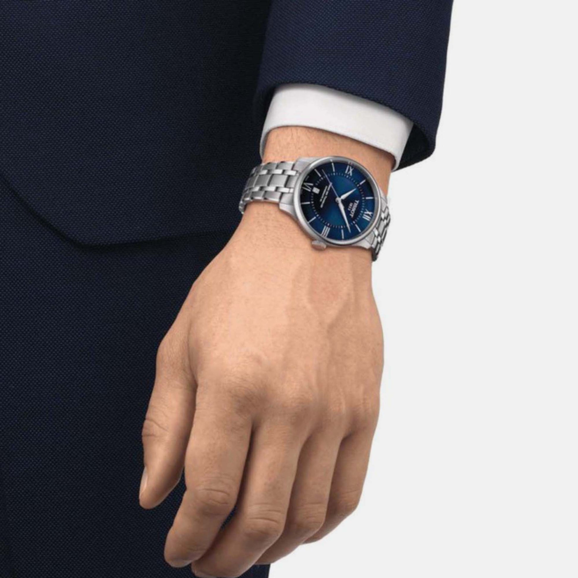 Chemin Des Tourelles Men Automatic Blue Dial Analog Stainless steel Watch T1398071104800