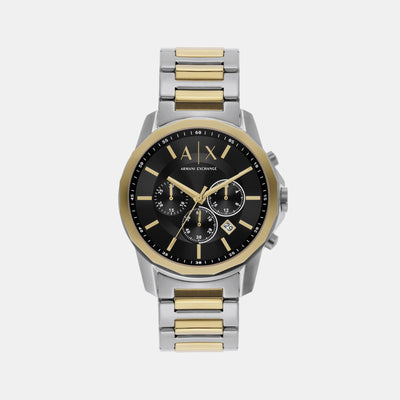 Banks Men Quartz Black Dial Chronograph Stainless Steel Watch AX7148SET