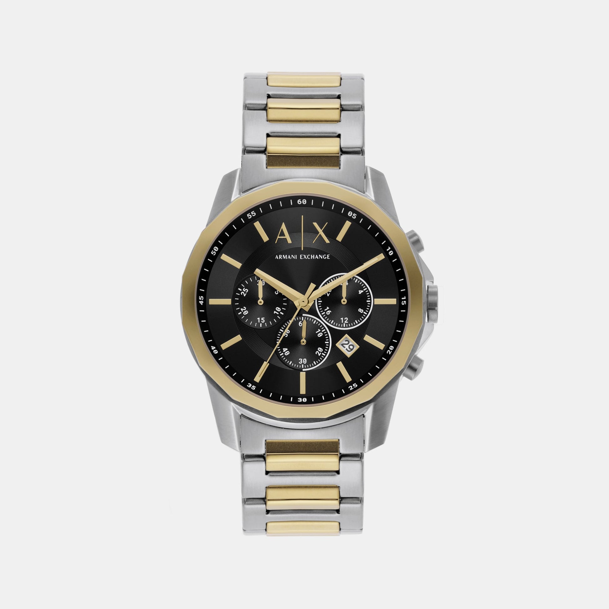 Banks Men Quartz Black Dial Chronograph Stainless Steel Watch AX7148SET