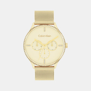 Ck Dress Women Quartz Gold Dial Multi-Function Mesh Watch 25200372