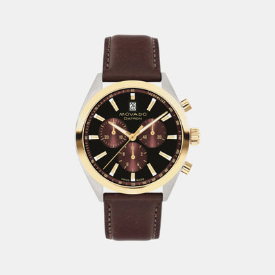 Heritage Men Quartz Black Dial Chronograph Leather Watch 3650182