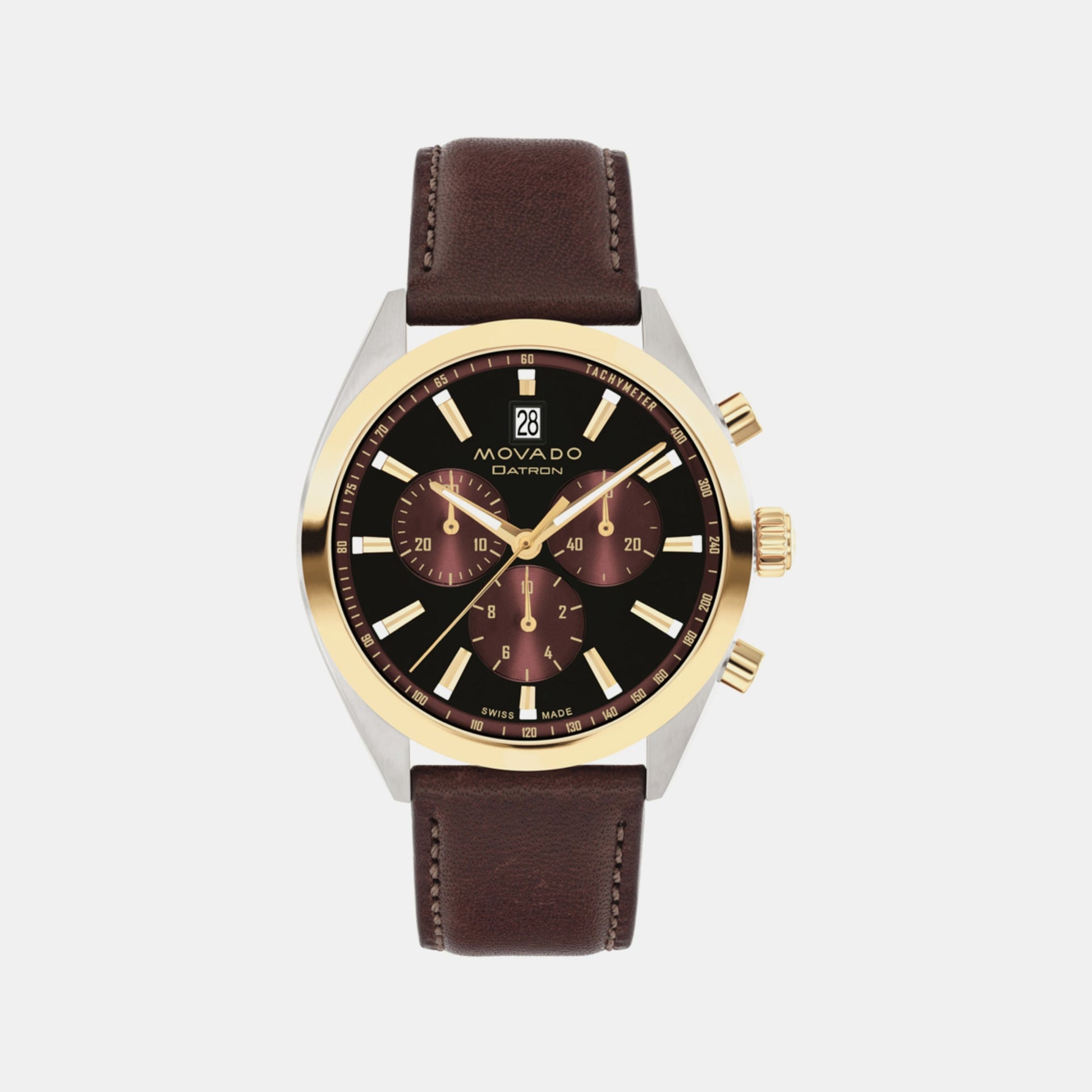 Heritage Men Quartz Black Dial Chronograph Leather Watch 3650182