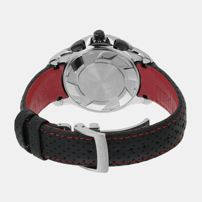 Coutura Men Quartz Red Dial Chronograph Leather Watch SSB435P9