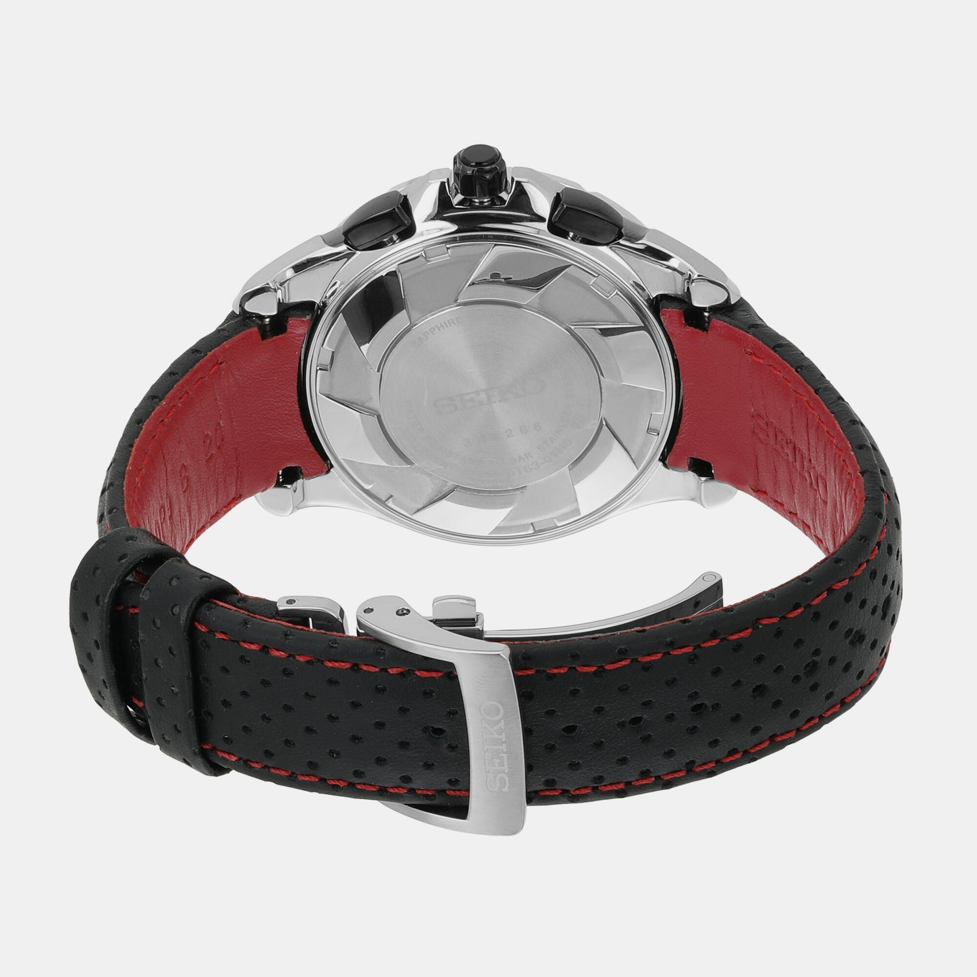 Coutura Men Quartz Red Dial Chronograph Leather Watch SSB435P9