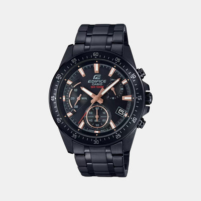 Edifice Men Quartz Black Dial Chronograph Stainless Steel Watch EX415