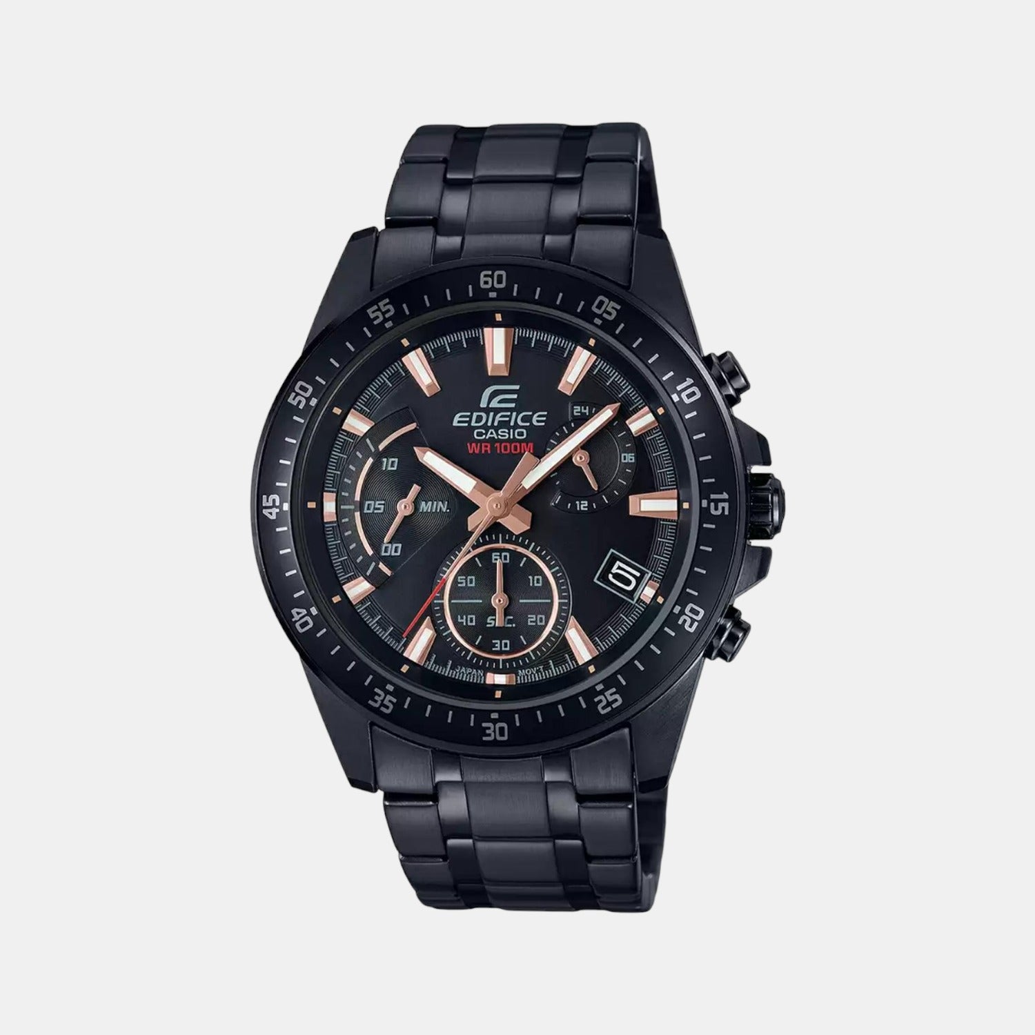 Edifice Men Quartz Black Dial Chronograph Stainless Steel Watch EX415