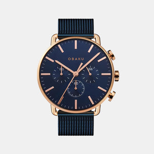 Havn-Ocean Men Quartz Blue Dial Analog Stainless Steel Watch V232GCVLML