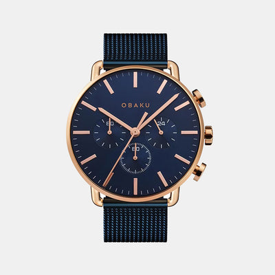 Havn-Ocean Men Quartz Blue Dial Analog Stainless Steel Watch V232GCVLML