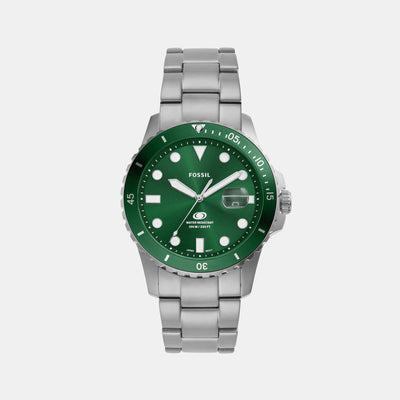 Fossil Blue Dive Men Quartz Green Dial Analog Stainless Steel Watch FS6033