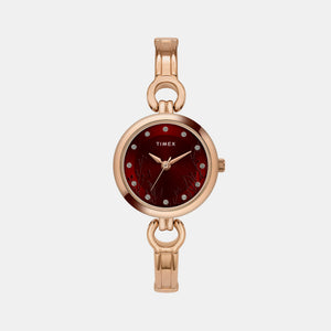 Classics Women Quartz Maroon Dial Analog Brass Watch TWEL11437