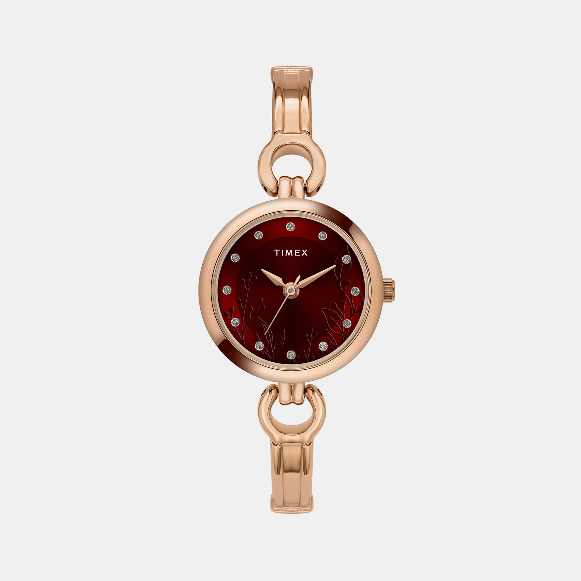 Classics Women Quartz Maroon Dial Analog Brass Watch TWEL11437