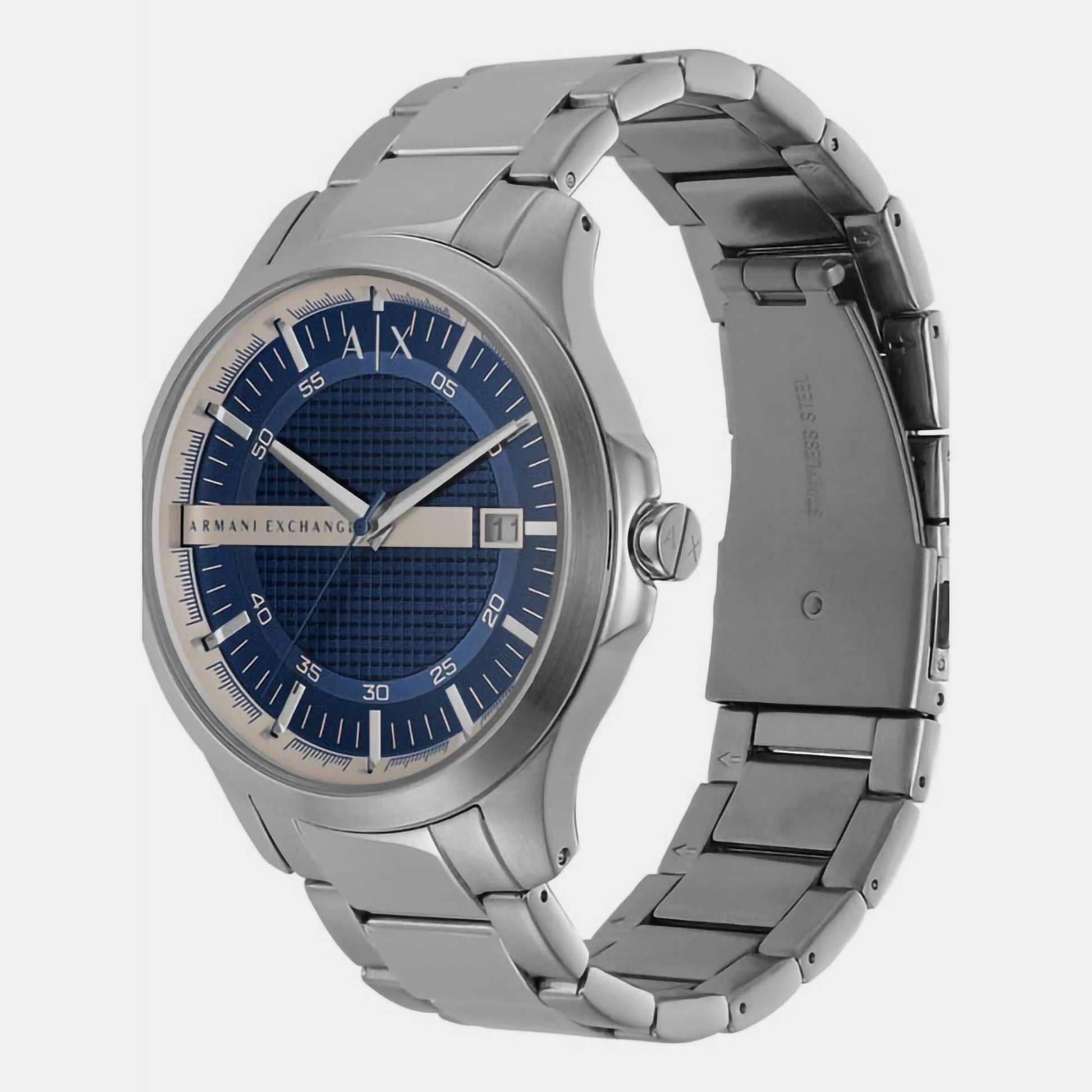 Hampton Men Quartz Blue Dial Analog Stainless Steel Watch AX2451