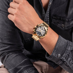 Continental Men Quartz Black Dial Chronograph Stainless Steel Watch GW0582G2