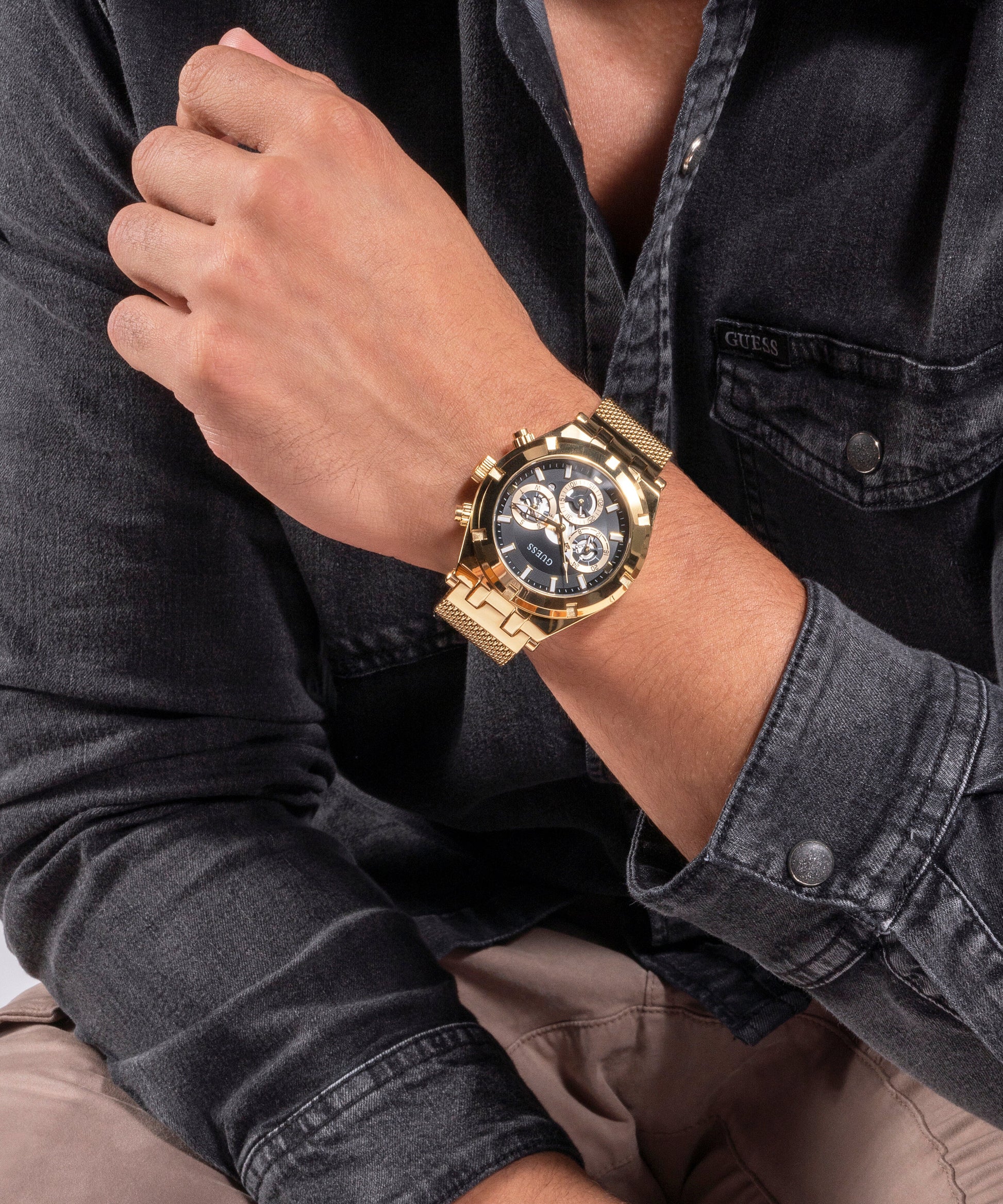 Continental Men Quartz Black Dial Chronograph Stainless Steel Watch GW0582G2
