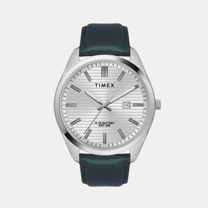E Class Men Quartz Silver Dial Analog Leather Watch TWTG10407