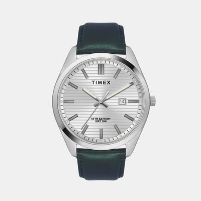 E Class Men Quartz Silver Dial Analog Leather Watch TWTG10407