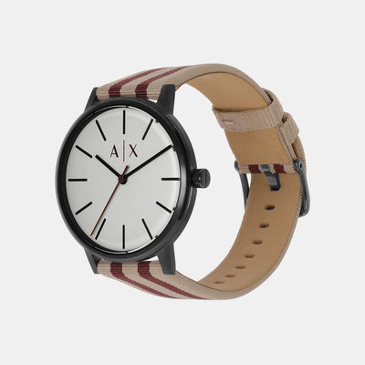 Cayde Men Quartz White Dial Analog Fabric Watch AX2759