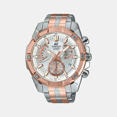 Edifice Men Quartz Rose Gold Dial Chronograph Stainless Steel Watch EX429