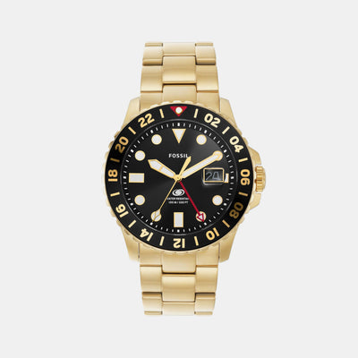 Fossil Blue GMT Men Black Dial Analog Stainless Steel Watch FS5990