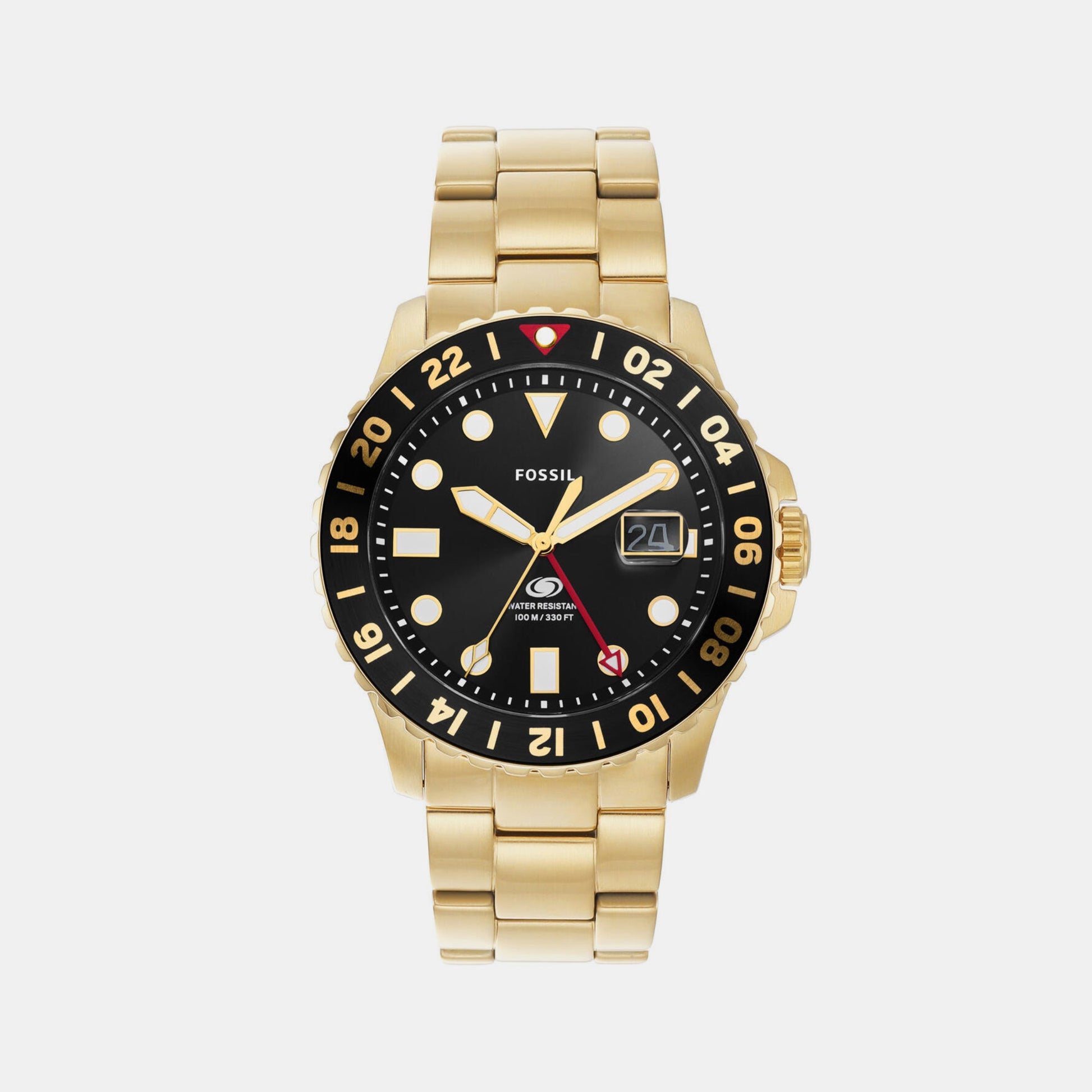 Fossil Blue GMT Men Black Dial Analog Stainless Steel Watch FS5990