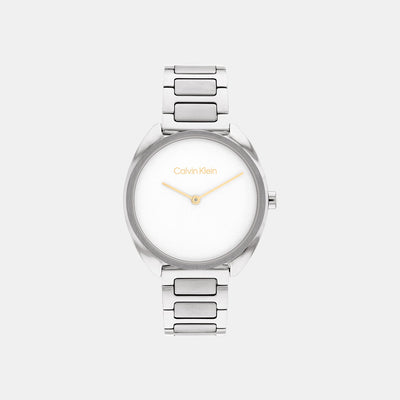 Ck Adorn Women Quartz White Dial Analog Stainless Steel Watch 25200275