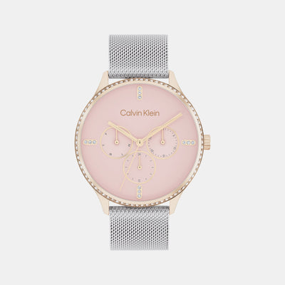 Ck Dress Women Quartz Pink Dial Chronograph Mesh Watch 25200374