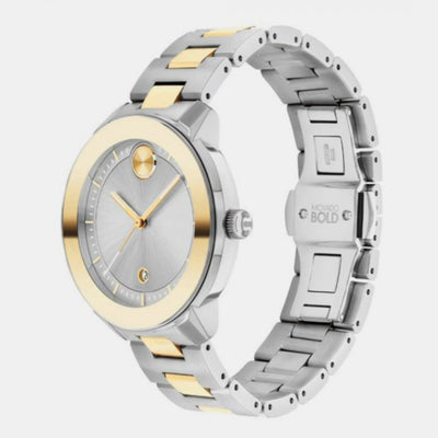 Bold Women Quartz Silver Dial Analog Stainless Steel Watch 3600749